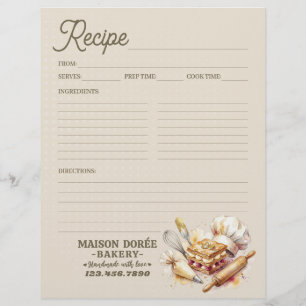 Bakery Pastry Chef Baking Recipe Page Cookbook