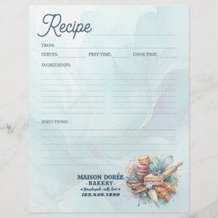 Bakery Pastry Chef Baking Recipe Page Cookbook