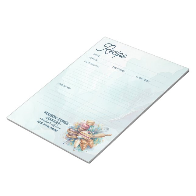 Bakery Pastry Chef Baking Recipe Page Cookbook Notepad (Angled)