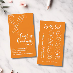 Bakery Pastry Chef Baking Utensils Orange Loyalty Card
