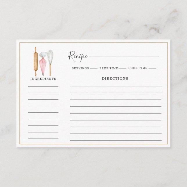 Bakery Pastry Chef Baking Utensils Recipe Card (Front)