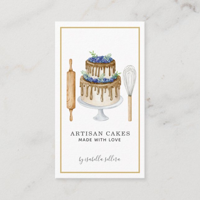 Bakery Pastry Chef Cake And Baking Utensils  Business Card (Front)