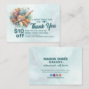 Bakery Pastry Chef Cake Baker Thank You Promo Code Discount Card