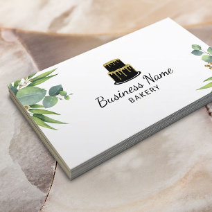 Bakery Pastry Chef Cake Logo Elegant Botanical Business Card