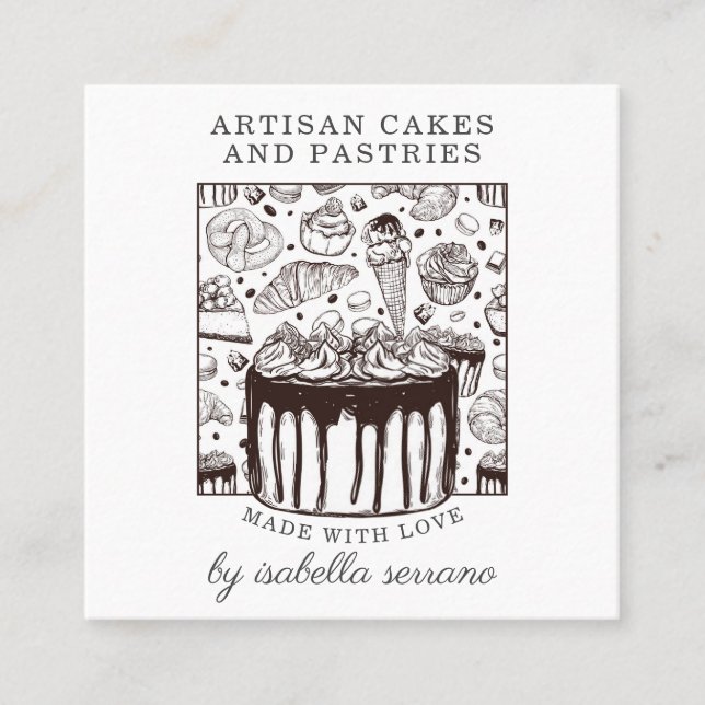 Bakery Pastry Chef Cakes And Pastries Square Business Card (Front)