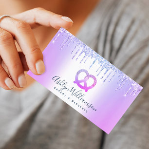 Bakery Pastry Chef Catering Purple Glitter Drips Business Card