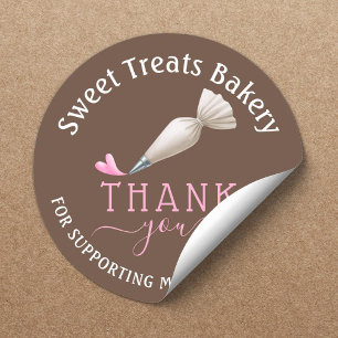 Bakery Pastry Chef Coffee Brown Thank You Classic Round Sticker
