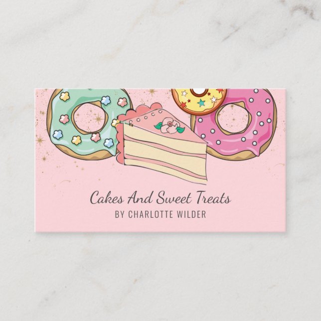 Bakery Pastry Chef Colourful Desserts Pink Business Card (Front)