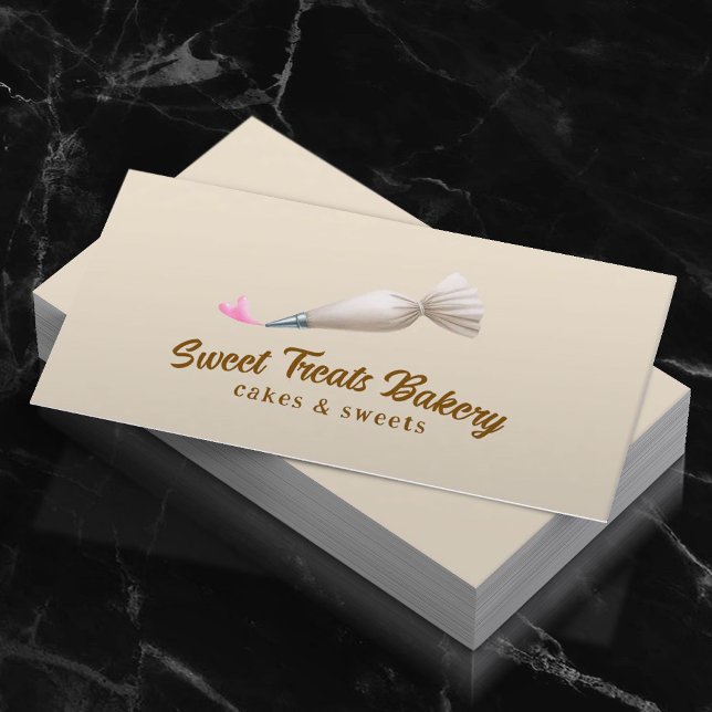 Bakery Pastry Chef Cream Piping Bag & Heart Business Card (Creator Uploaded)