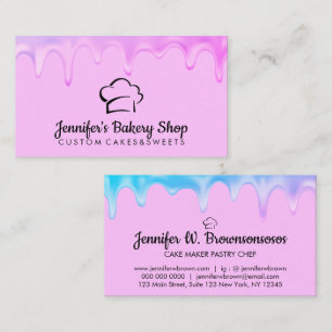 Bakery Pastry Chef Cream purple Dripping Business Card