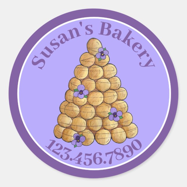 Bakery Pastry Chef Croquembouche Wedding Cake Food Classic Round Sticker (Front)