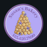 Bakery Pastry Chef Croquembouche Wedding Cake Food Magnet<br><div class="desc">Design features an original marker illustration of a croquembouche, a traditional French wedding cake made with choux pastry buns (cream puffs), garnished with purple pansy flowers. Ideal for a wedding cake, bakery, French patisserie, wedding planner, or other bridal or wedding related business. Just customise with your information. Don't see what...</div>