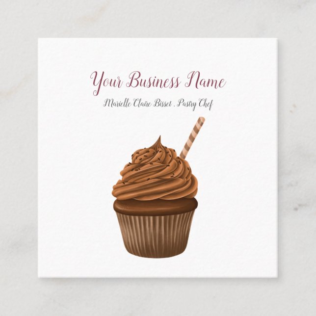 Bakery Pastry Chef Cupcake Maker Square Business C Card (Front)