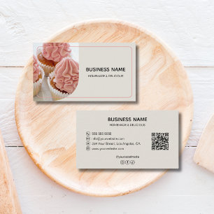 Bakery Pastry Chef Custom Photo Logo QR Business Card