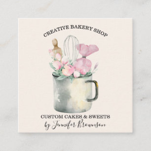 Bakery Pastry Chef cute ivory Square Business Card