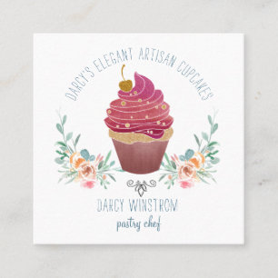 Bakery Pastry Chef Elegant Cupcake Baker Square Business Card