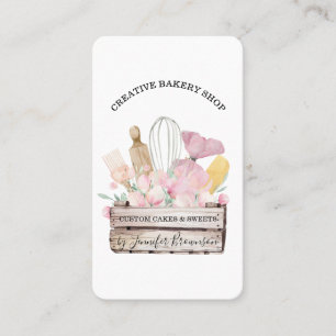 Bakery Pastry Chef Flower Box Business Card