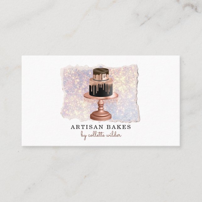 Bakery Pastry Chef Glitter Cake Business Card (Front)