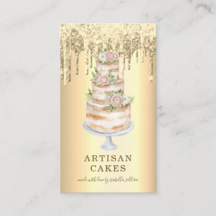 Bakery Pastry Chef Glitter Drips Platinum Gold  Business Card