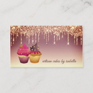 Bakery Pastry Chef Glitter Drips Rose Gold Business Card