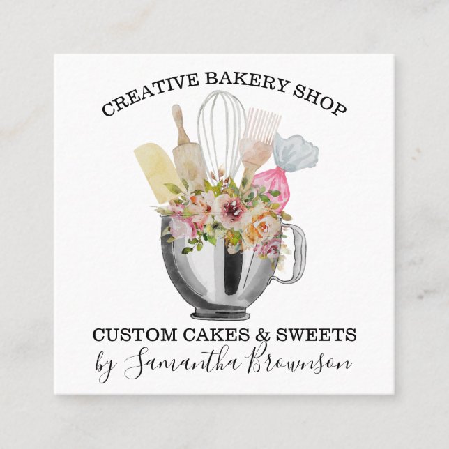 Bakery Pastry Chef Kitchen Utensils Best Square Business Card (Front)