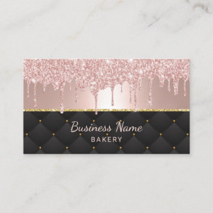 Bakery Pastry Chef Modern Rose Gold Drips #3 Business Card