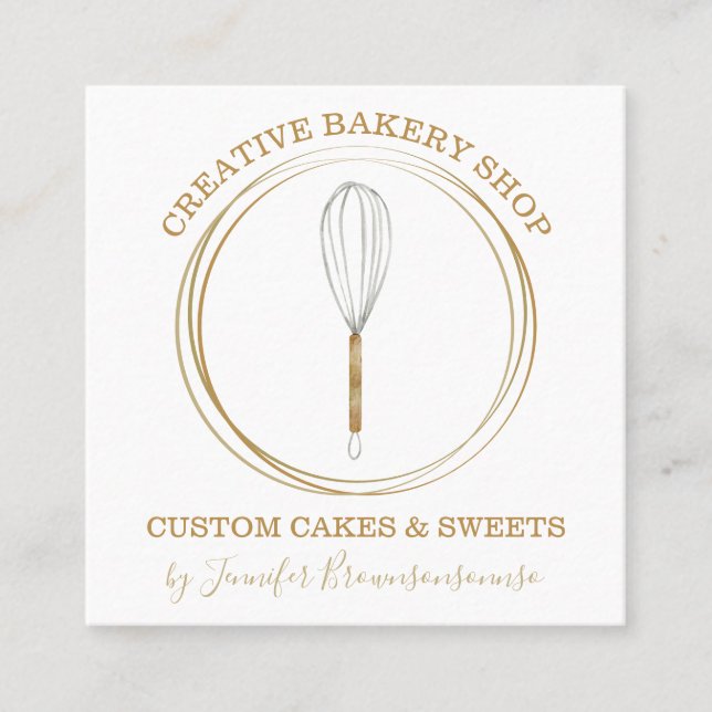 Bakery Pastry Chef party cake maker Square Business Card (Front)