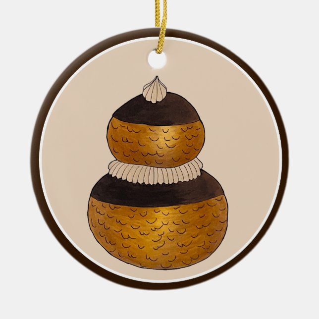Bakery Pastry Chef Patisserie Religieuse Choux Bun Ceramic Ornament (Front)