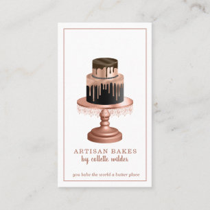 Bakery Pastry Chef Rose Gold Drips Decorated Cake Business Card