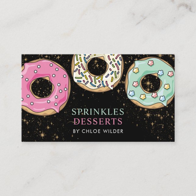 Bakery Pastry Chef Sprinkled Doughnuts Business Card (Front)