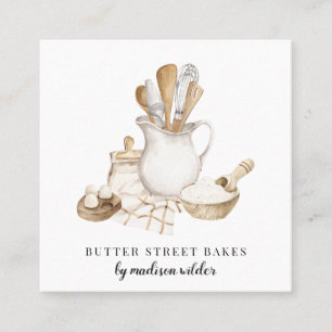 Bakery Pastry Chef Square Business Card