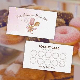 Bakery Pastry Chef Utensil Cute Pink Loyalty Card