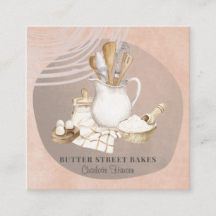 Bakery Pastry Chef Utensils Ingredients  Square Bu Business Card