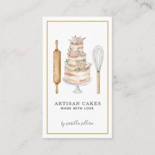 Bakery Pastry Chef Watercolor Baking Utensils Busi Business Card