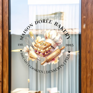 Bakery Pastry Chef Watercolor Gold Baking Catering