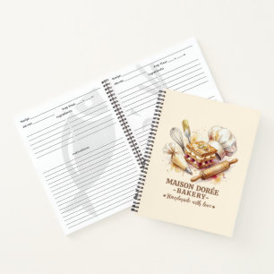 Bakery Pastry Chef Watercolor Gold Baking Catering Notebook