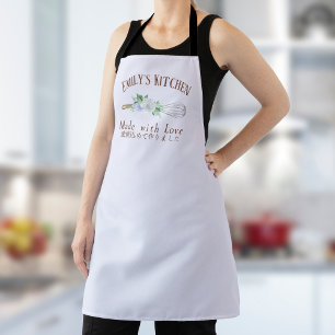 Bakery Pastry Chef Whisk Floral Purple Watercolor Apron