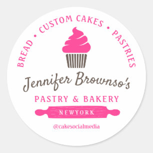 Bakery Pastry Cupcake Pink Classic Round Sticker