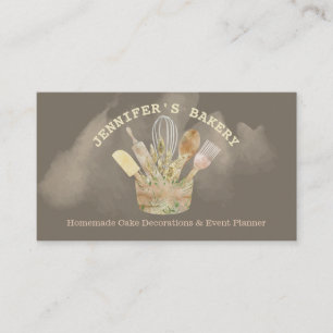 Bakery pastry elegant chef rustic watercolor business card