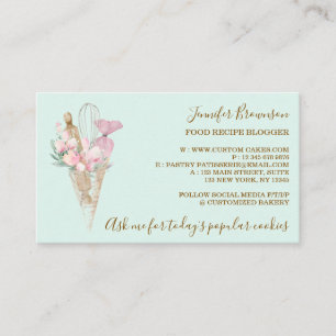 Bakery Pastry Flowers Boho Creative chef green Business Card