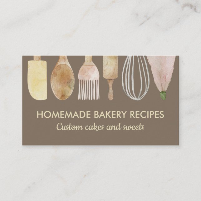 Bakery pastry hand tools cake decoration sweets business card (Front)
