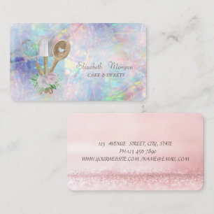 Bakery Pastry Hand Tools Holographic,Opal Business Card
