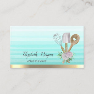 Bakery Pastry Hand Tools Stripe Ombre Business Card