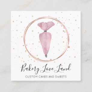 Bakery Pastry Patisserie Cream Bag Square Business Card