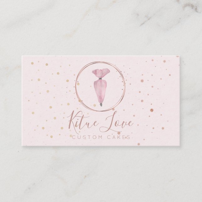 Bakery Pastry Patisserie Watercolor Cake Business Card (Front)