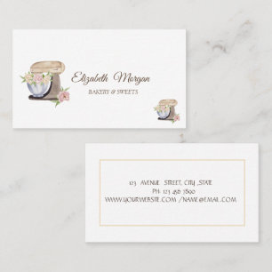 Bakery Pastry Retro Mixer Flowers Business Card