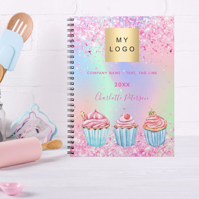 Bakery pastry shop pink cupcakes name  notebook (Creator Uploaded)