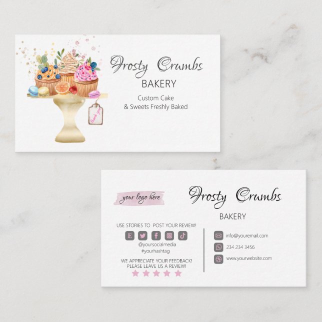 Bakery Pastry Sweets Cupcakes   Business Card (Front/Back)