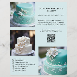 Bakery Photo Social Media QR Blue Flyer