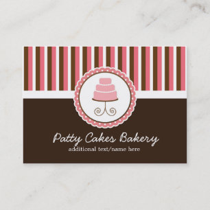 Bakery Pink Cake & Stripes Chubby Business Card
